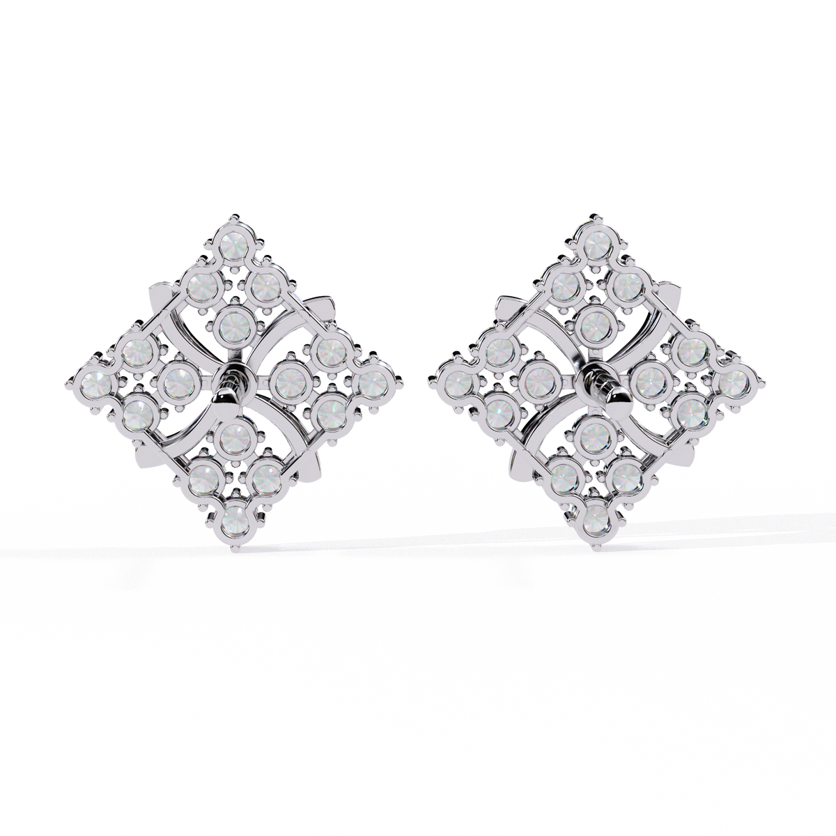 Reverra 14K Gold Round Lab Grown Diamond Floral Cluster Stud Earrings For Women, CTTW-0.77