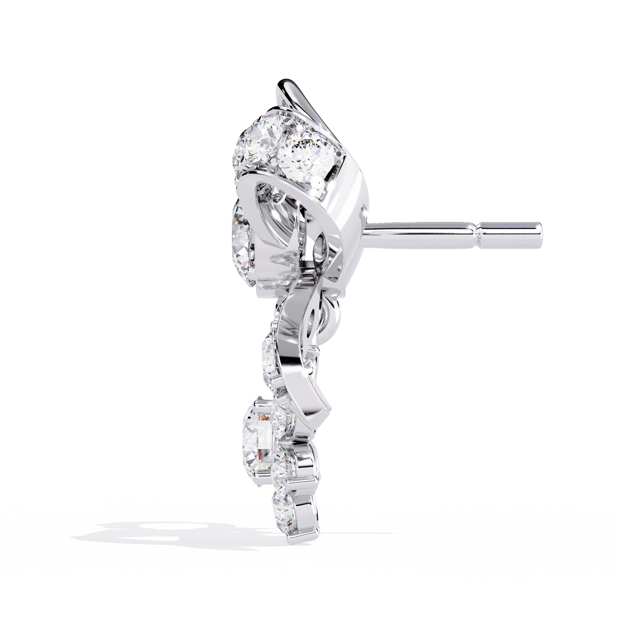 Reverra 14K Gold Round Lab Grown Diamond Bow Motif Drop Earrings For Women, CTTW-2.21 | Push Back