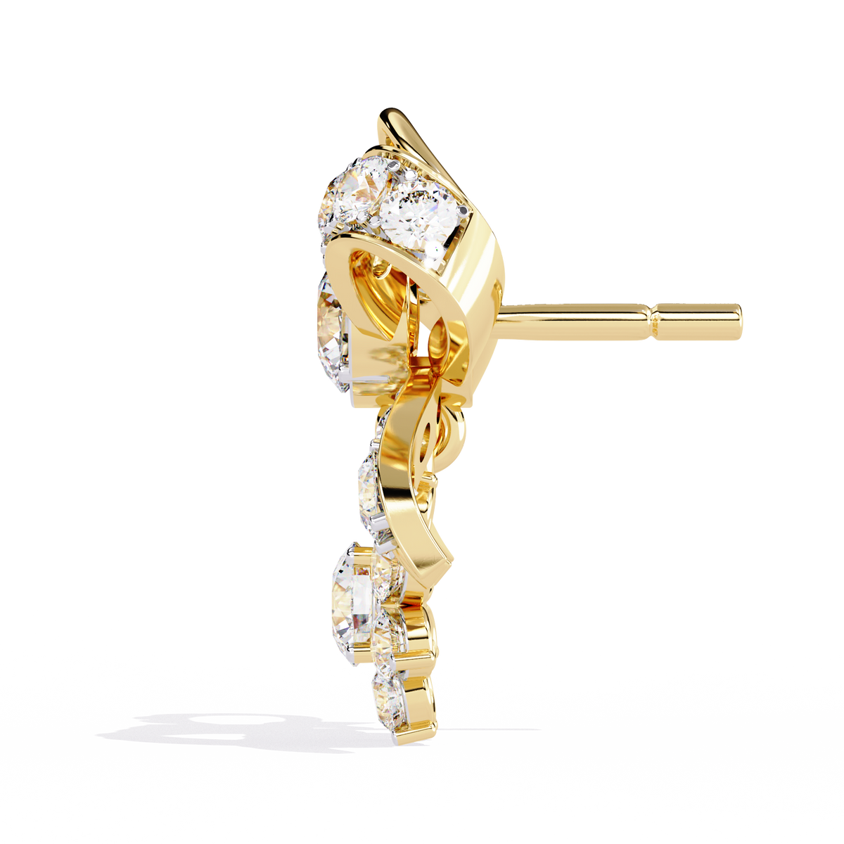 Reverra 14K Gold Round Lab Grown Diamond Bow Motif Drop Earrings For Women, CTTW-2.21 | Push Back