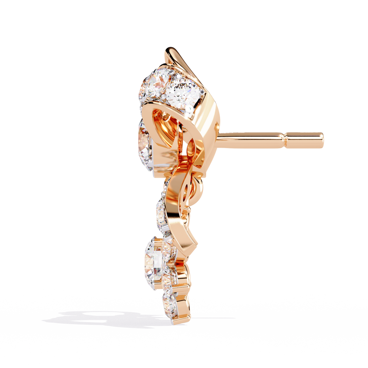 Reverra 14K Gold Round Lab Grown Diamond Bow Motif Drop Earrings For Women, CTTW-2.21 | Push Back