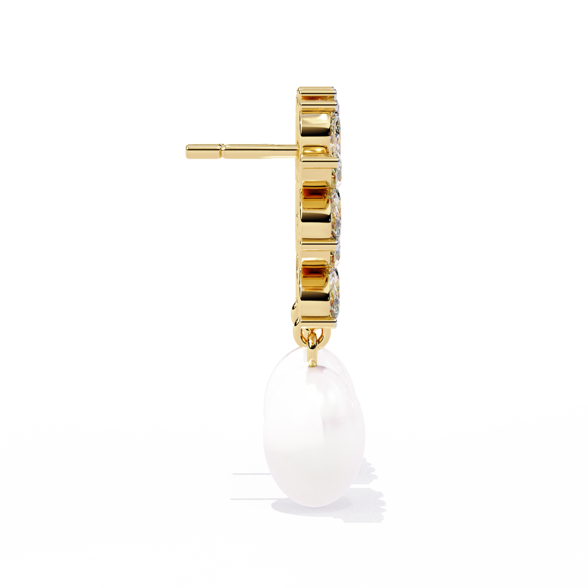 Reverra 14K Gold Marquise Lab Grown Diamond Pearl Floral Drop Earrings For Women, CTTW-2.39 | Push Back