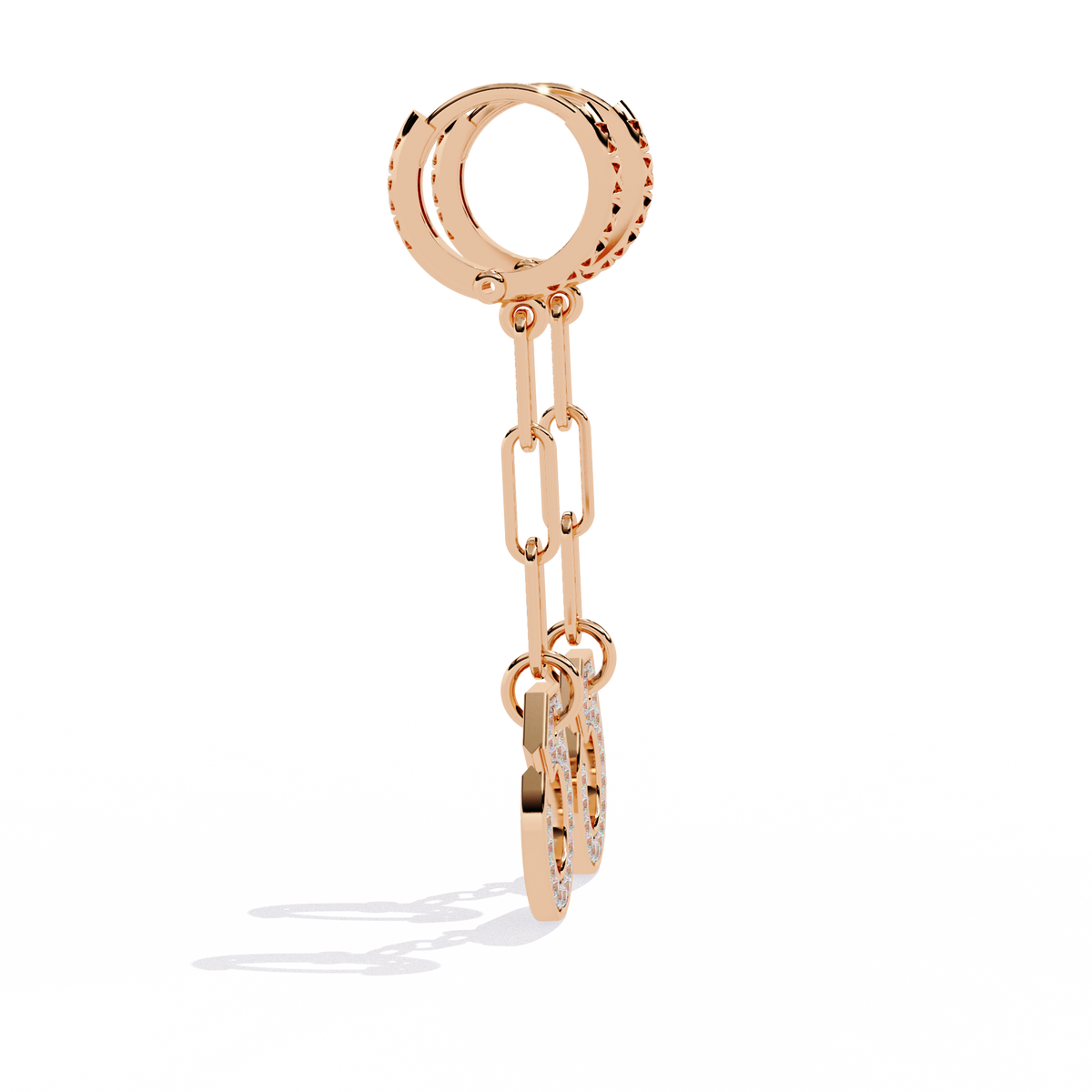 Reverra 14K Gold Round Lab Grown Diamond Chain Link Circle Drop Earrings For Women, CTTW-0.54 | Push Back