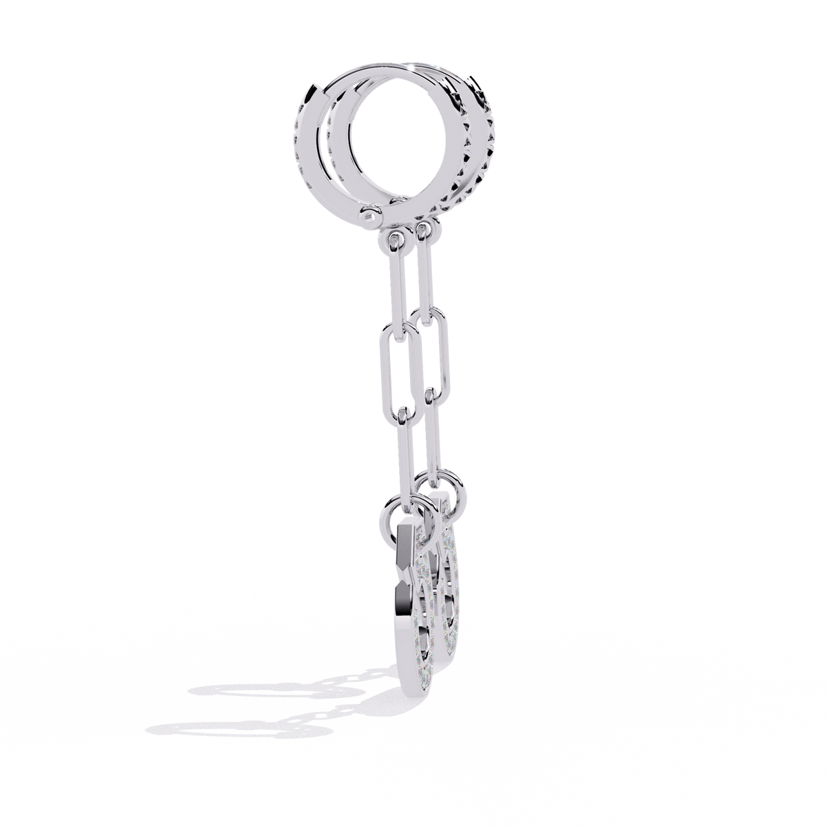 Reverra 14K Gold Round Lab Grown Diamond Chain Link Circle Drop Earrings For Women, CTTW-0.54 | Push Back