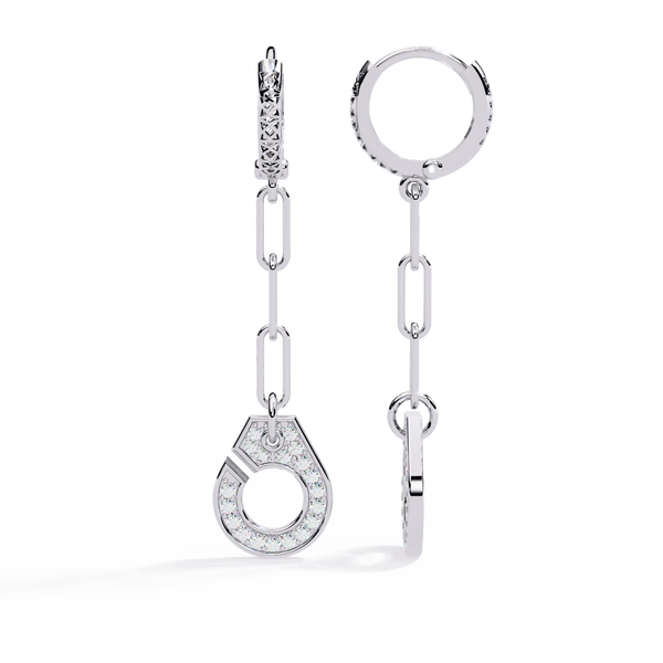 Reverra 14K Gold Round Lab Grown Diamond Chain Link Circle Drop Earrings For Women, CTTW-0.54 | Push Back