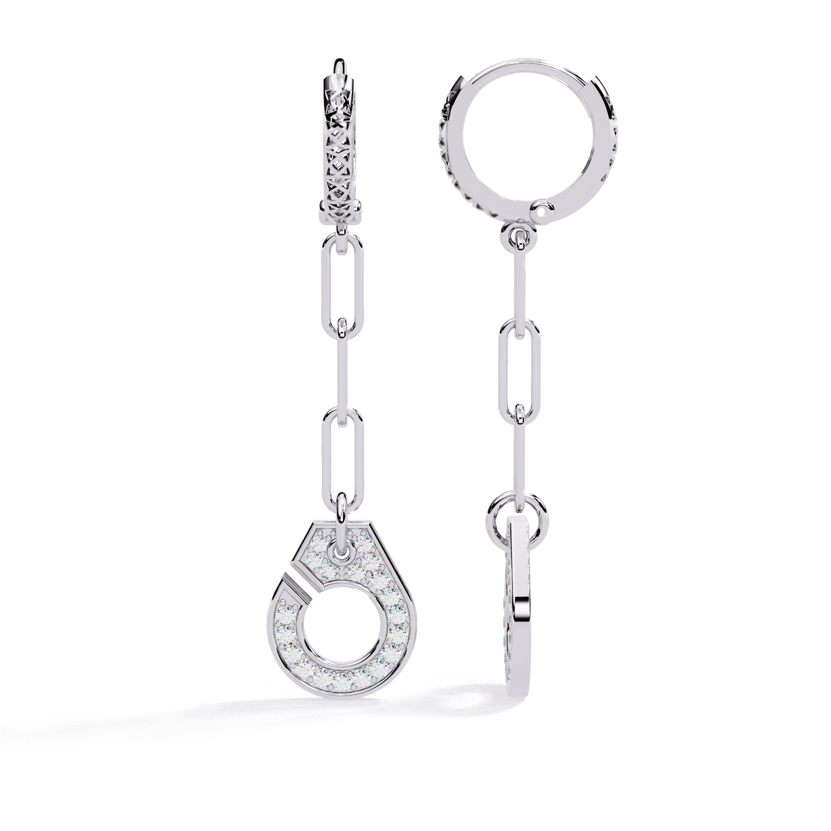 Reverra 14K Gold Round Lab Grown Diamond Chain Link Circle Drop Earrings For Women, CTTW-0.54 | Push Back