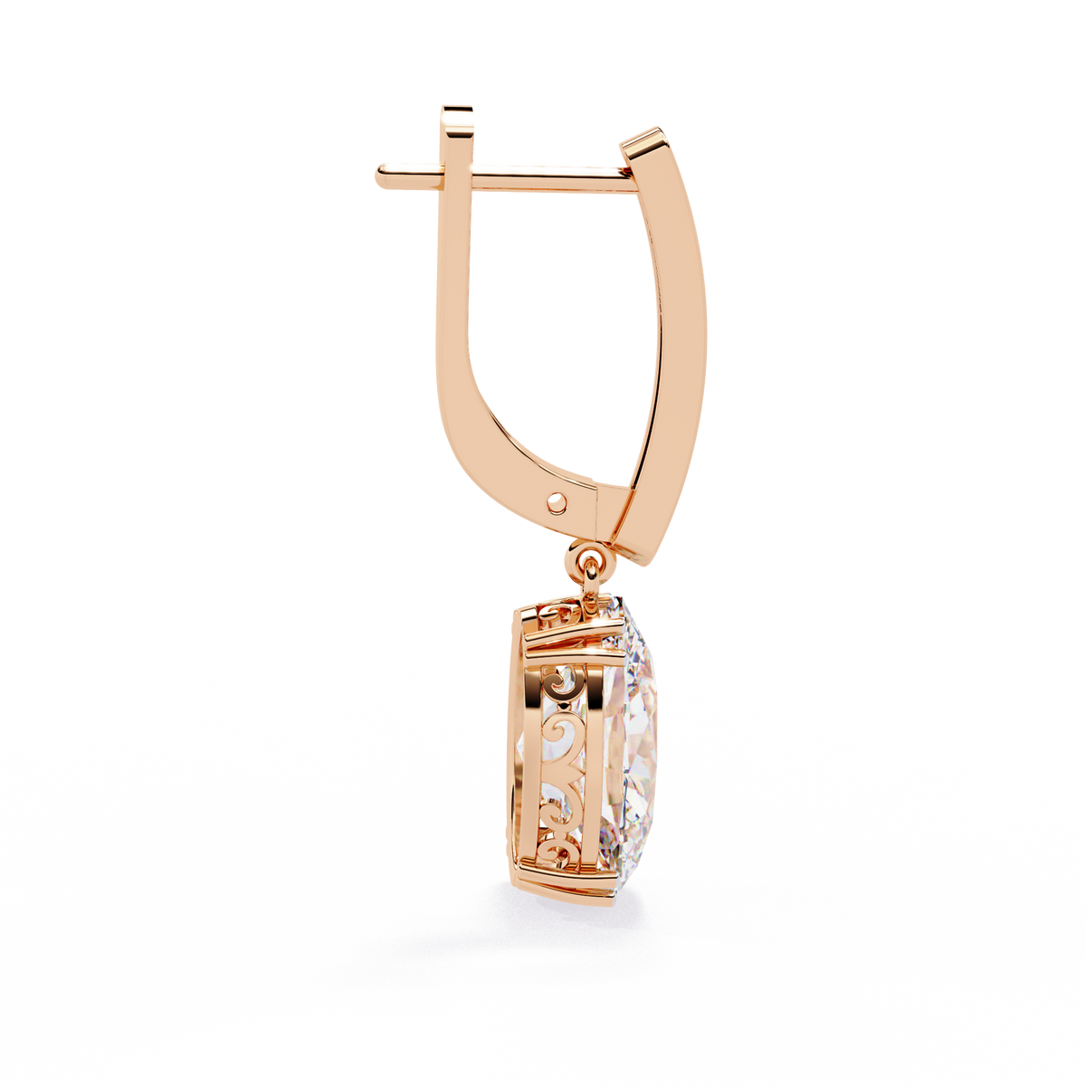 Reverra 14K Gold Oval Lab Grown Diamond Solitaire 8-Prong Lever Back Earrings For Women, CTTW-1.62 | Hinged Lever