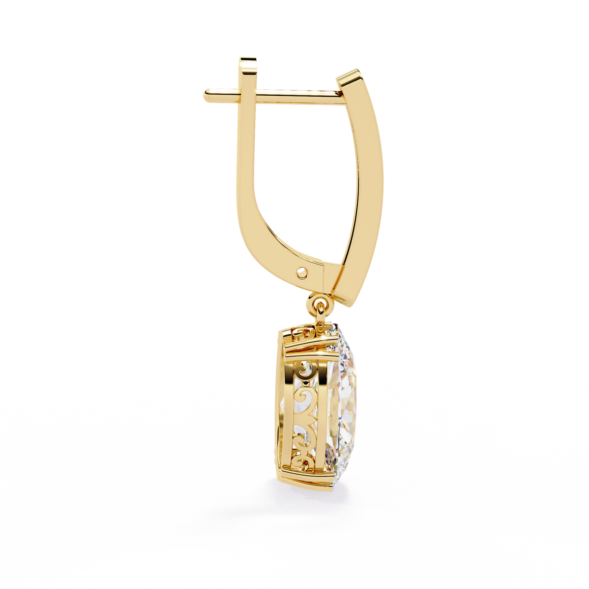 Reverra 14K Gold Oval Lab Grown Diamond Solitaire 8-Prong Lever Back Earrings For Women, CTTW-1.62 | Hinged Lever