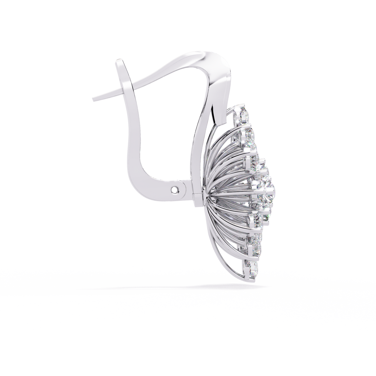 Reverra 14K Gold Round Lab Grown Diamond Floral Burst Multi-Prong Lever Back Earrings For Women, CTTW-1.75 | Hinged Lever