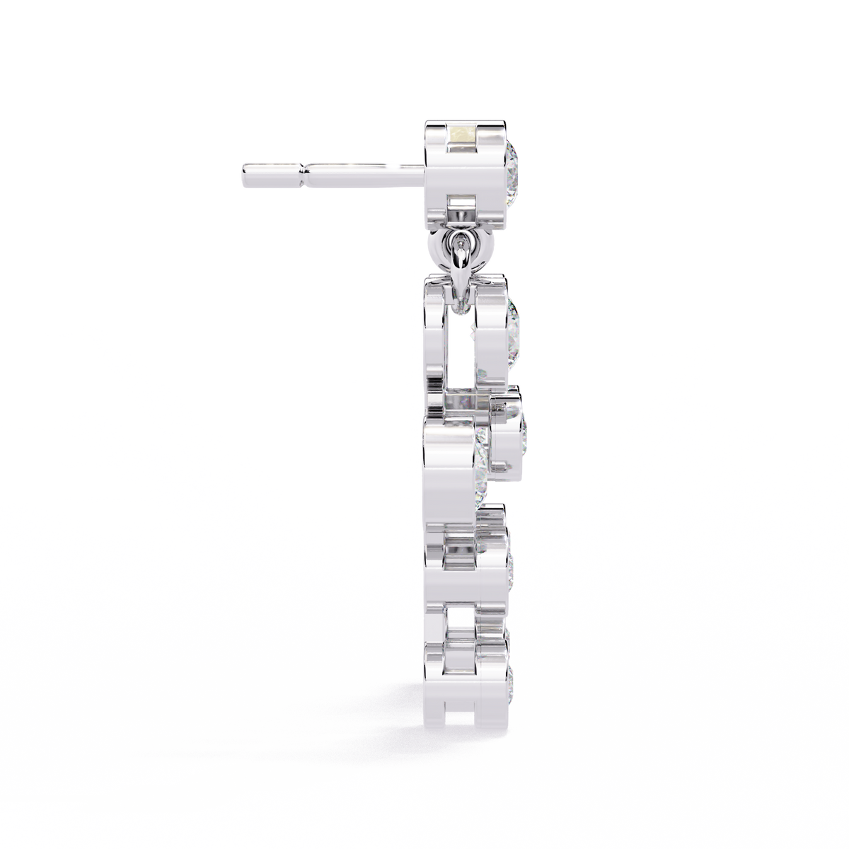 Reverra 14K Gold Round Lab Grown Diamond Bezel Cascade Drop Earrings For Women, CTTW-0.39 | Push Back