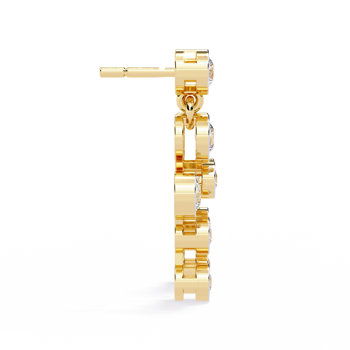 Reverra 14K Gold Round Lab Grown Diamond Bezel Cascade Drop Earrings For Women, CTTW-0.39 | Push Back