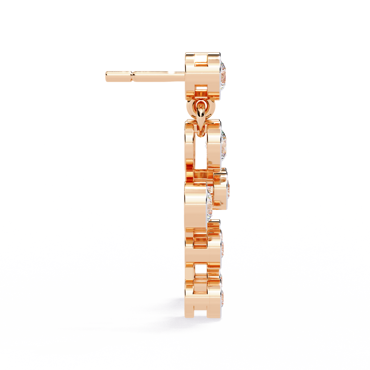 Reverra 14K Gold Round Lab Grown Diamond Bezel Cascade Drop Earrings For Women, CTTW-0.39 | Push Back