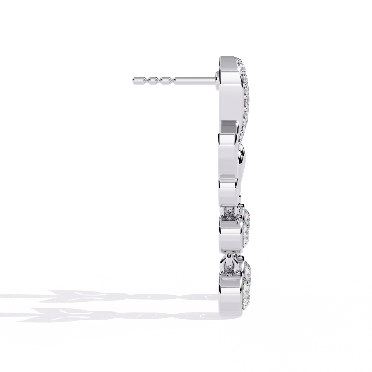 Reverra 14K Gold Round Lab Grown Diamond 4 Prong Butterfly Drop Earrings For Women, CTTW-0.55 | Push Back