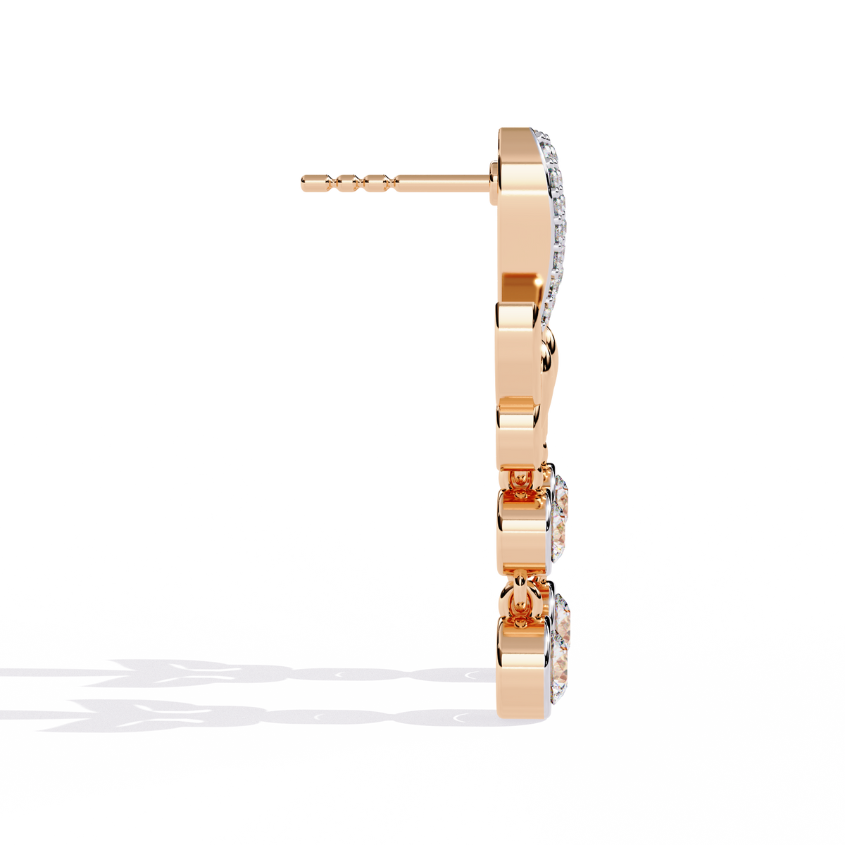 Reverra 14K Gold Round Lab Grown Diamond 4 Prong Butterfly Drop Earrings For Women, CTTW-0.55 | Push Back