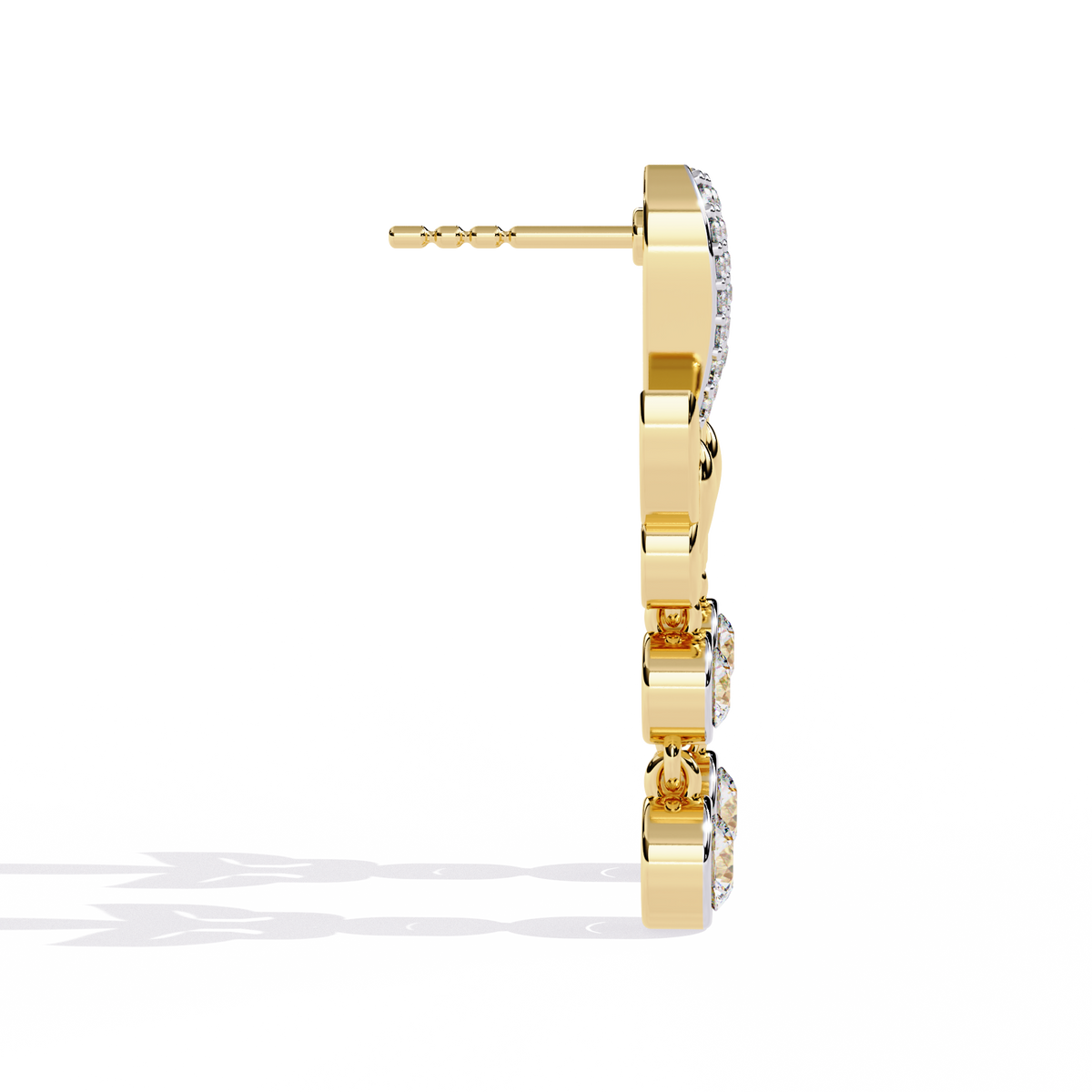 Reverra 14K Gold Round Lab Grown Diamond 4 Prong Butterfly Drop Earrings For Women, CTTW-0.55 | Push Back