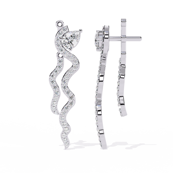 Reverra 14K Gold Pear & Round Lab Grown Diamond Butterfly Drop Earrings For Women, CTTW-0.84 | Push Back