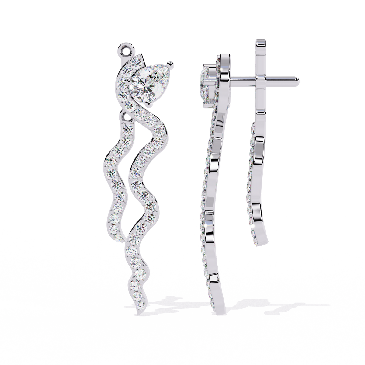 Reverra 14K Gold Pear & Round Lab Grown Diamond Butterfly Drop Earrings For Women, CTTW-0.84 | Push Back