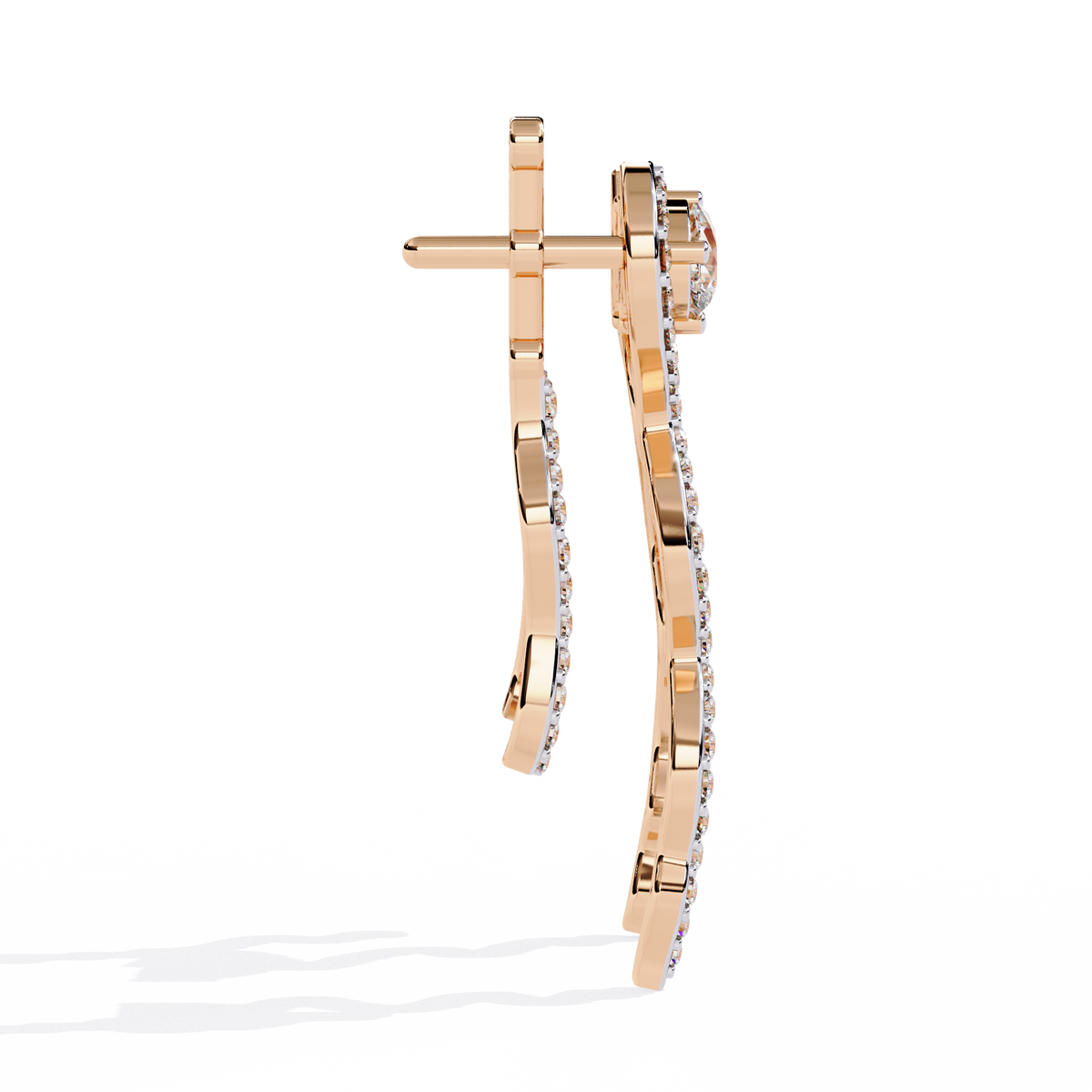 Reverra 14K Gold Pear & Round Lab Grown Diamond Butterfly Drop Earrings For Women, CTTW-0.84 | Push Back