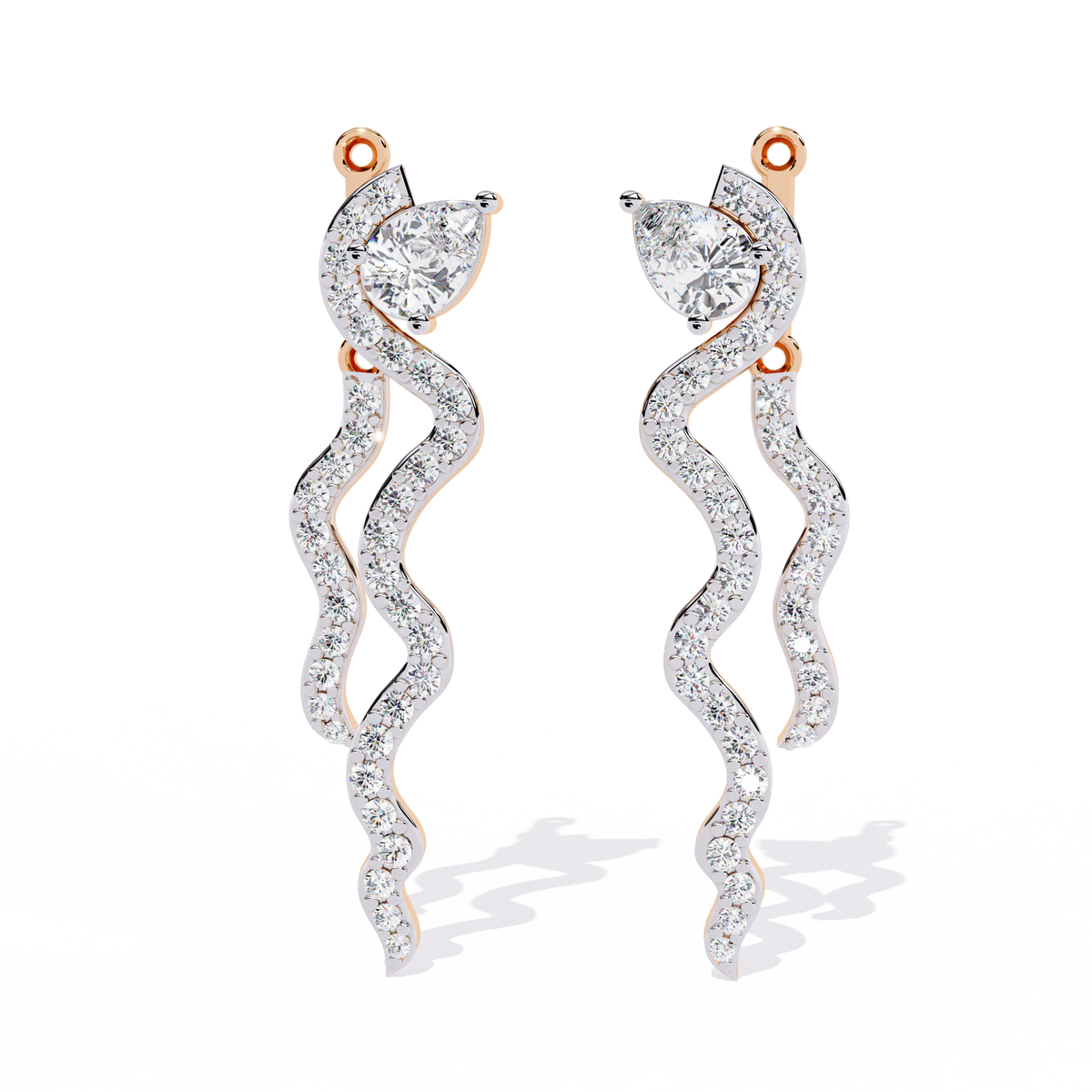 Reverra 14K Gold Pear & Round Lab Grown Diamond Butterfly Drop Earrings For Women, CTTW-0.84 | Push Back