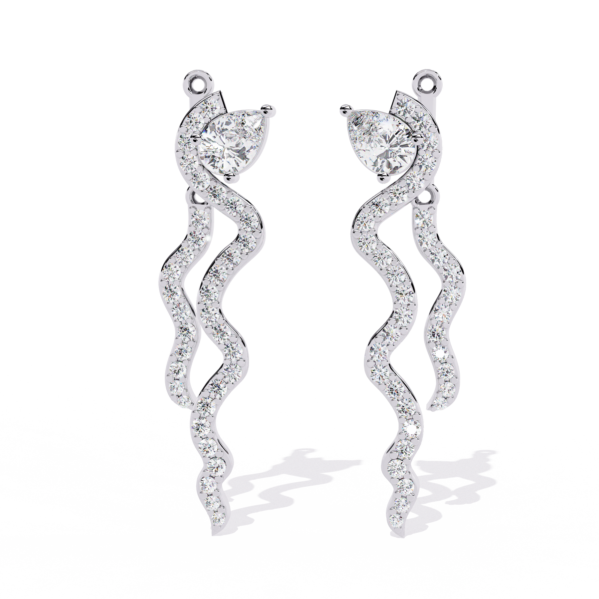 Reverra 14K Gold Pear & Round Lab Grown Diamond Butterfly Drop Earrings For Women, CTTW-0.84 | Push Back