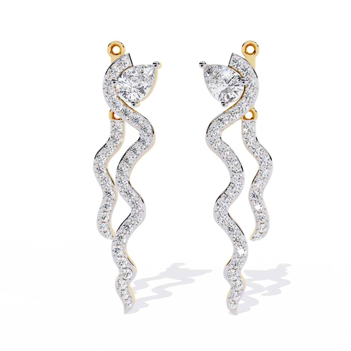 Reverra 14K Gold Pear & Round Lab Grown Diamond Butterfly Drop Earrings For Women, CTTW-0.84 | Push Back