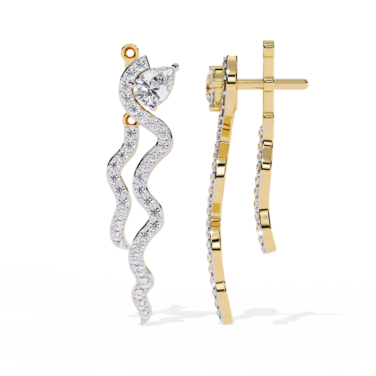 Reverra 14K Gold Pear & Round Lab Grown Diamond Butterfly Drop Earrings For Women, CTTW-0.84 | Push Back