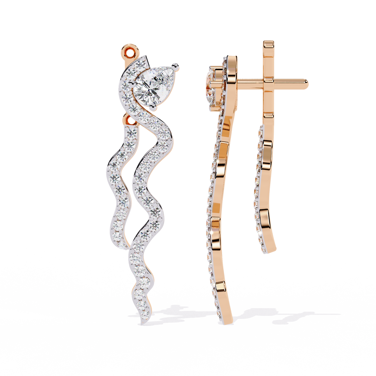 Reverra 14K Gold Pear & Round Lab Grown Diamond Butterfly Drop Earrings For Women, CTTW-0.84 | Push Back