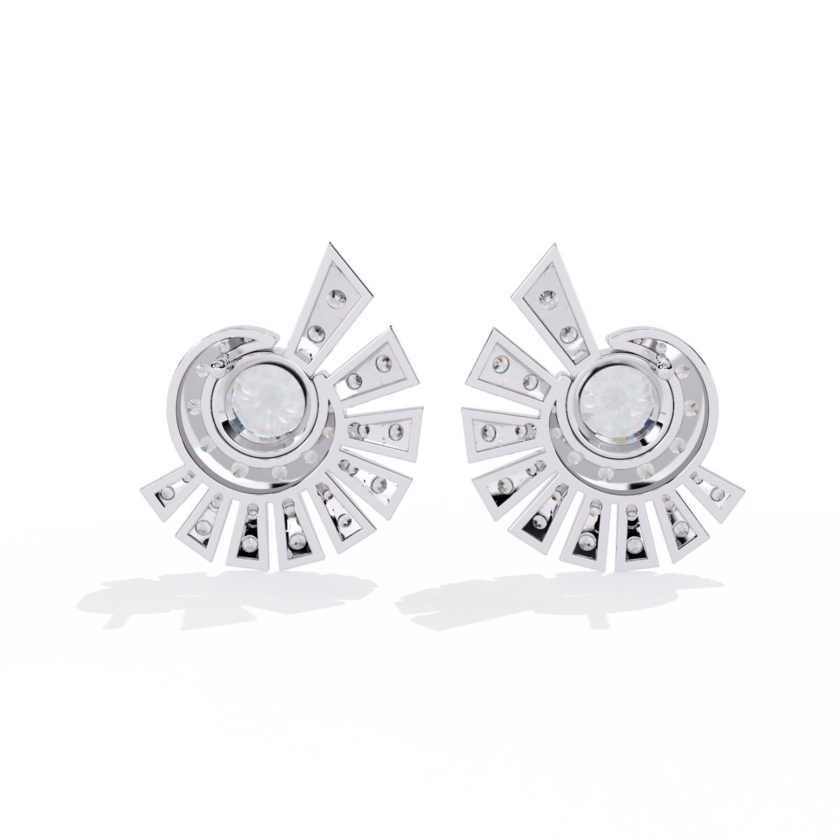 Reverra 14K Gold Round Lab Grown Diamond Radiant Burst Stud Earrings For Women, CTTW-1.66