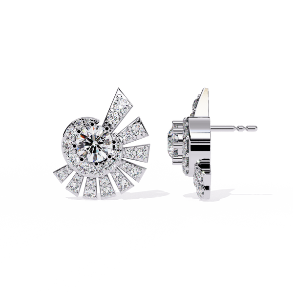 Reverra 14K Gold Round Lab Grown Diamond Radiant Burst Stud Earrings For Women, CTTW-1.66