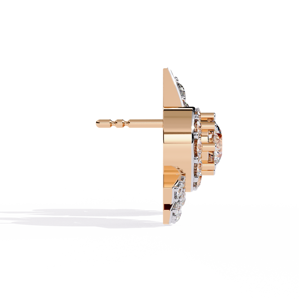 Reverra 14K Gold Round Lab Grown Diamond Radiant Burst Stud Earrings For Women, CTTW-1.66