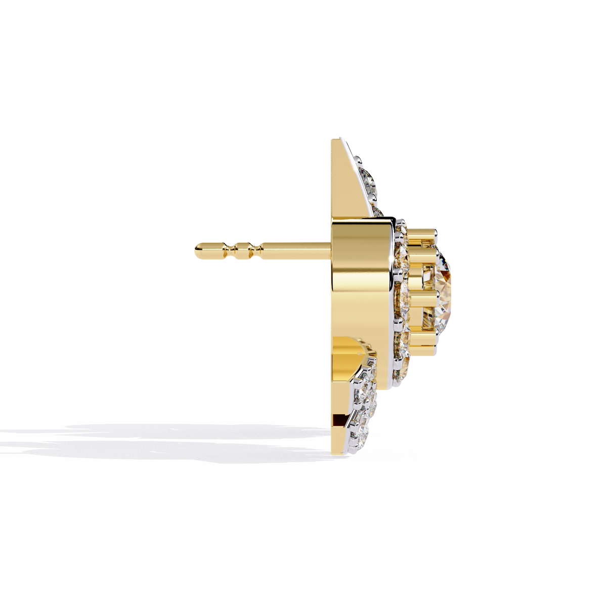 Reverra 14K Gold Round Lab Grown Diamond Radiant Burst Stud Earrings For Women, CTTW-1.66