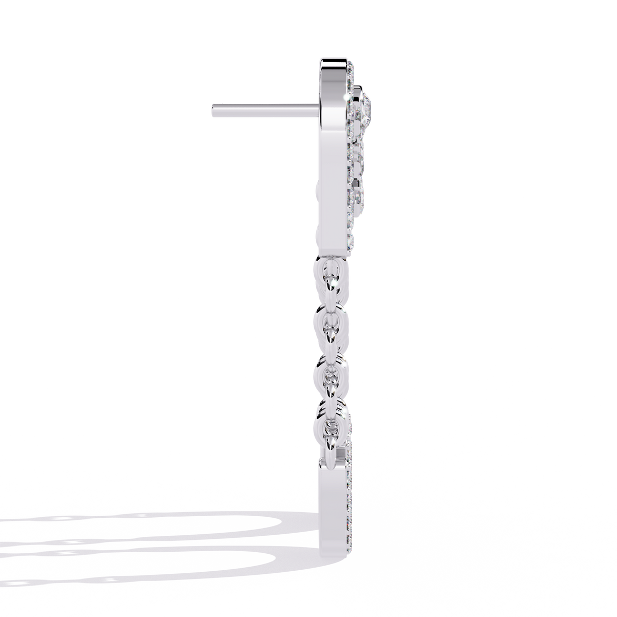 Reverra 14K Gold Round Lab Grown Diamond Chain Drop Earrings For Women, CTTW-0.48 | Push Back