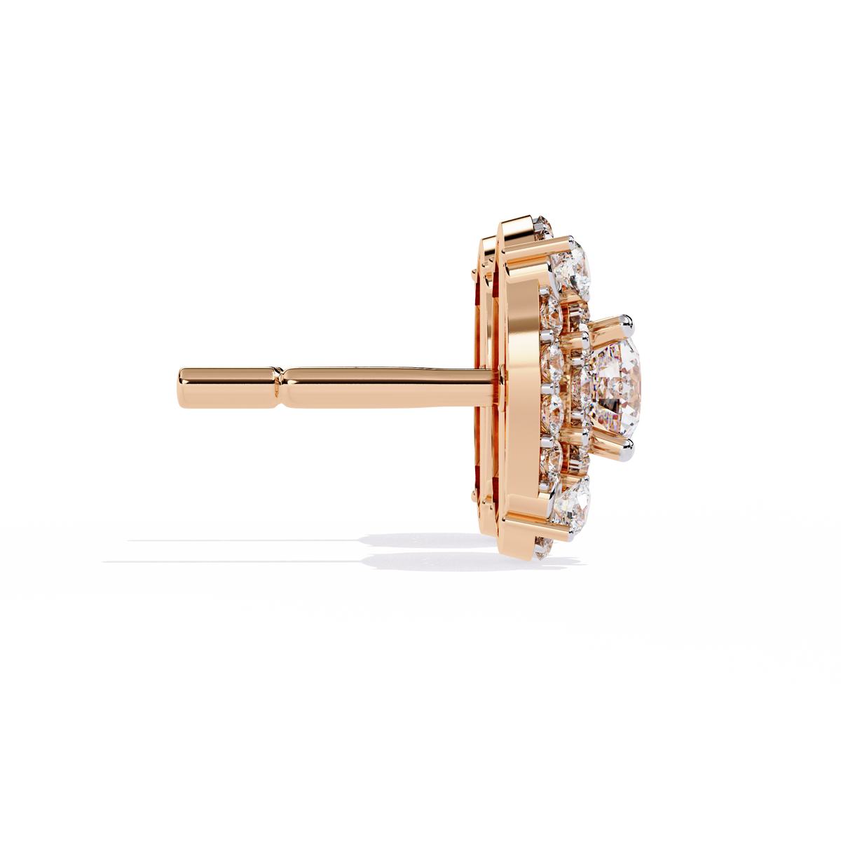 Reverra 14K Gold Round Lab Grown Diamond Double Halo Stud Earrings For Women, CTTW-2.29