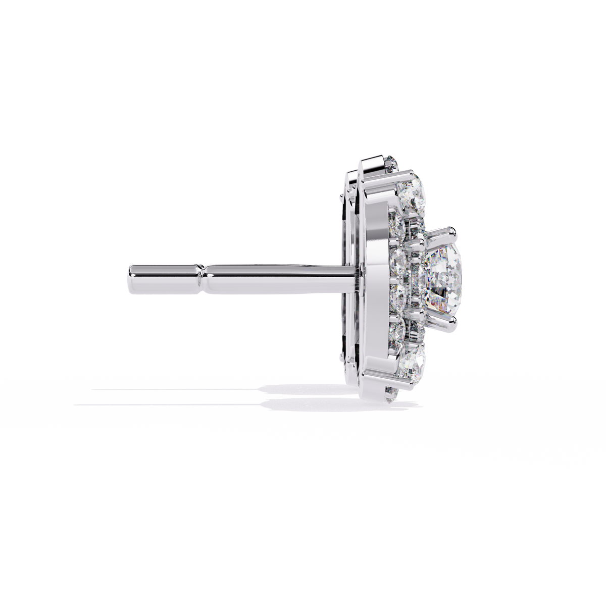 Reverra 14K Gold Round Lab Grown Diamond Double Halo Stud Earrings For Women, CTTW-2.29