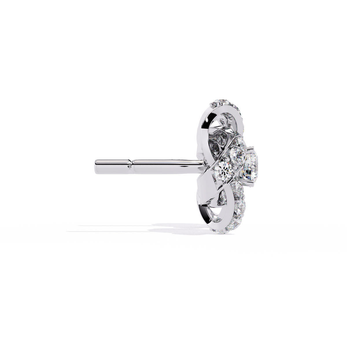 Reverra 14K Gold Round Lab Grown Diamond 4-Prong Infinity Knot Stud Earrings For Women, CTTW-0.88