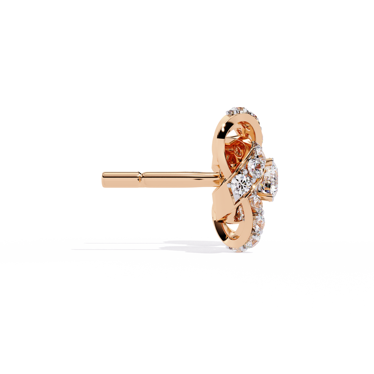 Reverra 14K Gold Round Lab Grown Diamond 4-Prong Infinity Knot Stud Earrings For Women, CTTW-0.88