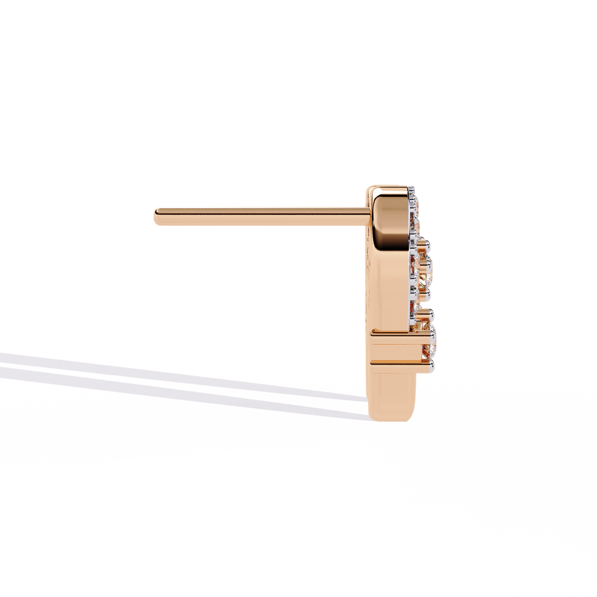 Reverra 14K Gold Round Lab Grown Diamond Oval Link Stud Earrings For Women, CTTW-0.21