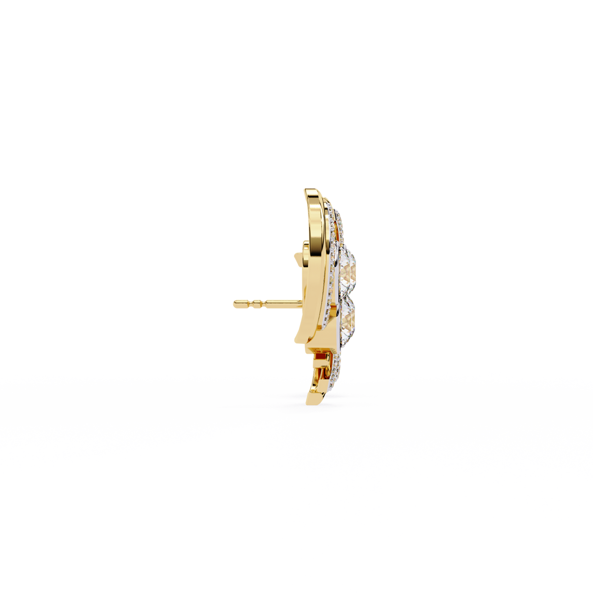 Reverra 14K Gold Round Lab Grown Diamond Bezel Dual Swirl Stud Earrings For Women, CTTW-2.05