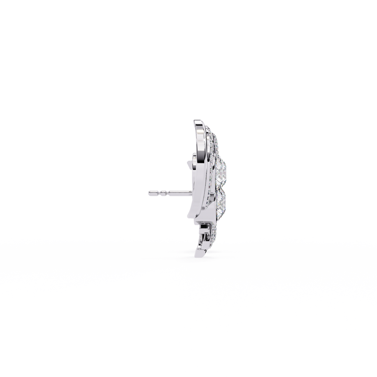 Reverra 14K Gold Round Lab Grown Diamond Bezel Dual Swirl Stud Earrings For Women, CTTW-2.05