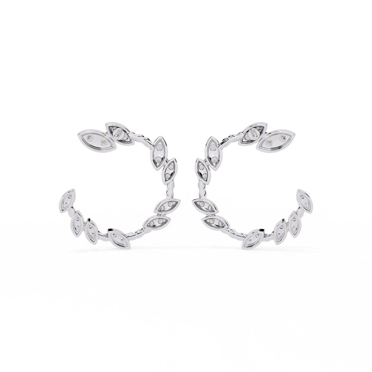 Reverra 14K Gold Round Lab Grown Diamond Marquise Leaf Studs Earrings For Women, CTTW-0.73