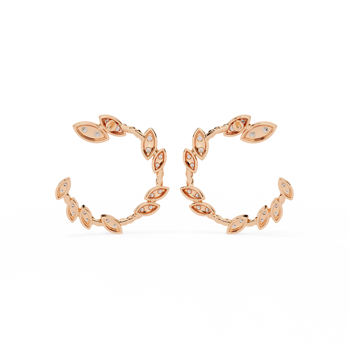 Reverra 14K Gold Round Lab Grown Diamond Marquise Leaf Studs Earrings For Women, CTTW-0.73