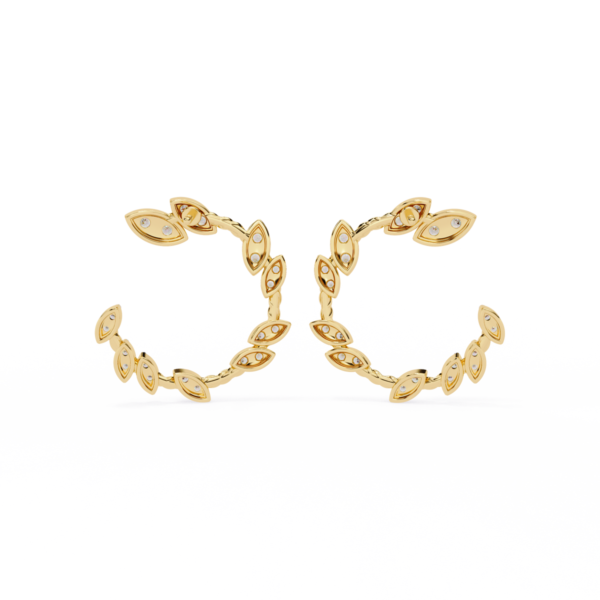 Reverra 14K Gold Round Lab Grown Diamond Marquise Leaf Studs Earrings For Women, CTTW-0.73