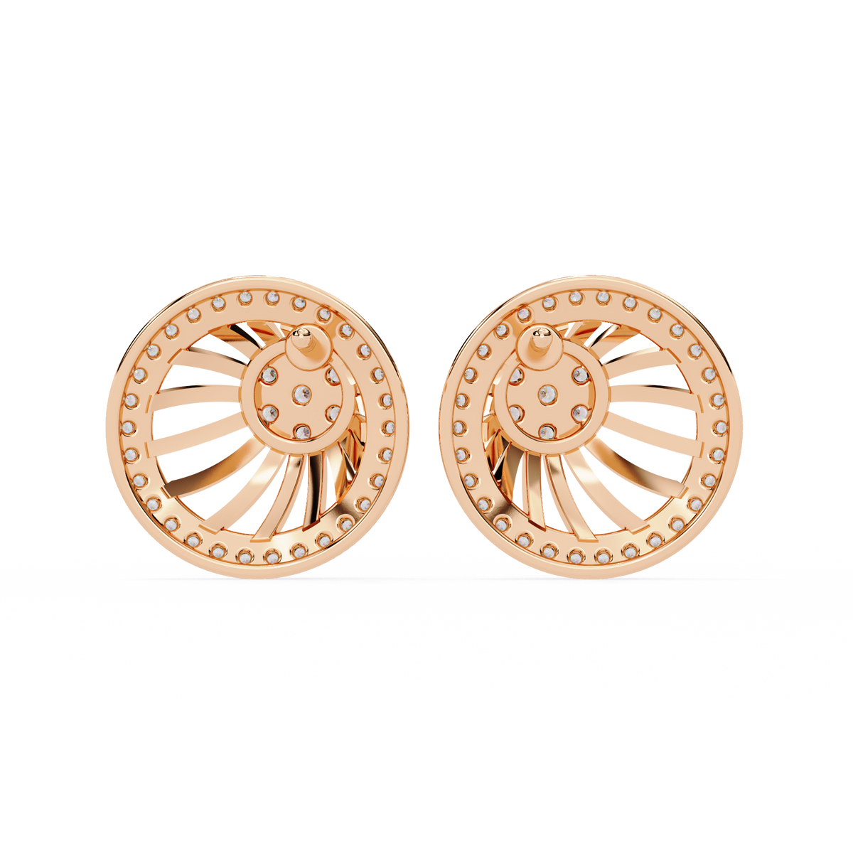 Reverra 14K Gold Round Lab Grown Diamond Halo Swirl Stud Earrings For Women, CTTW-0.38