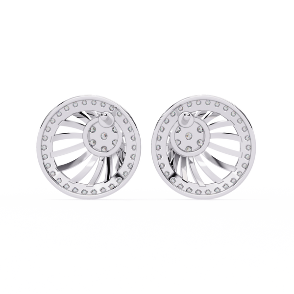 Reverra 14K Gold Round Lab Grown Diamond Halo Swirl Stud Earrings For Women, CTTW-0.38