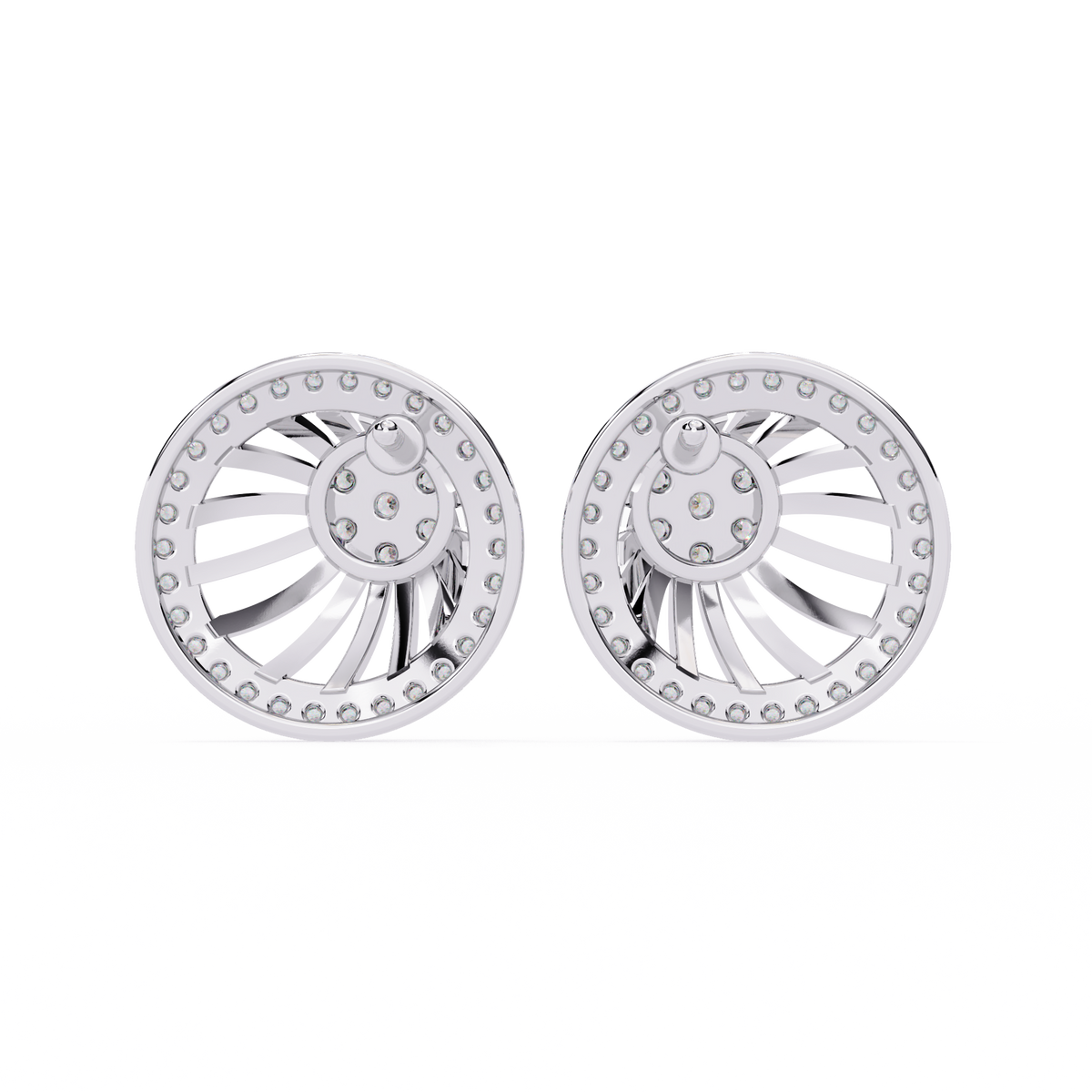 Reverra 14K Gold Round Lab Grown Diamond Halo Swirl Stud Earrings For Women, CTTW-0.38