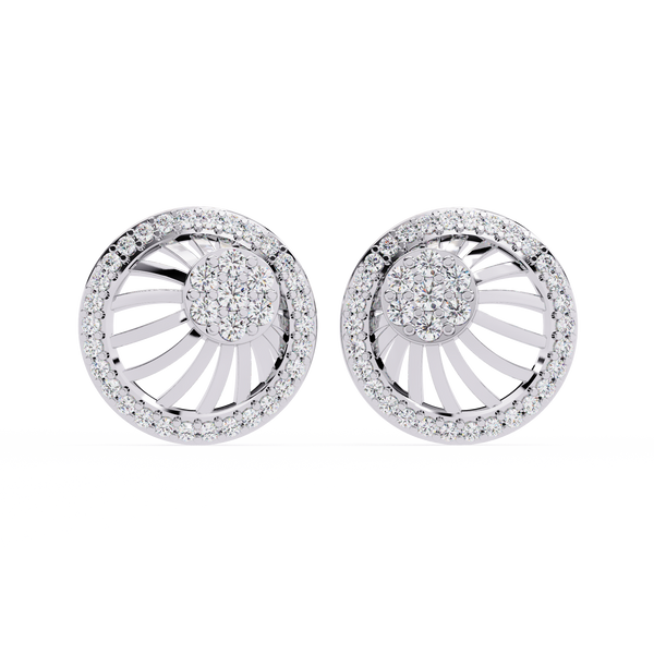 Reverra 14K Gold Round Lab Grown Diamond Halo Swirl Stud Earrings For Women, CTTW-0.38