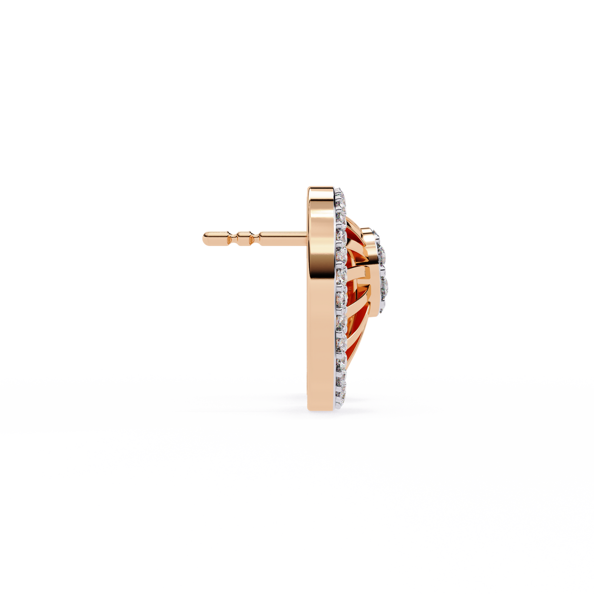 Reverra 14K Gold Round Lab Grown Diamond Halo Swirl Stud Earrings For Women, CTTW-0.38