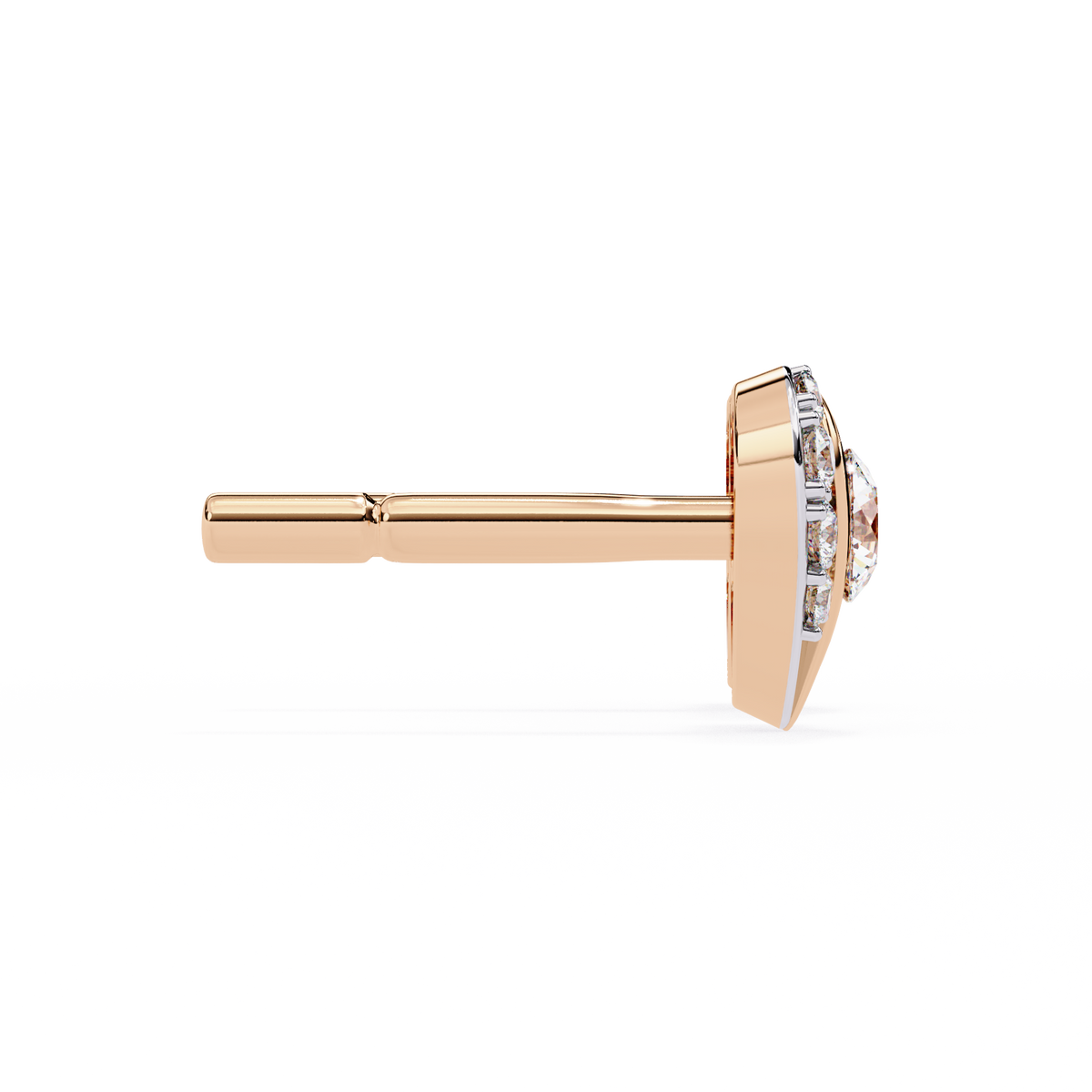 Reverra 14K Gold Round Lab Grown Diamond Heart Halo Stud Earrings For Women, CTTW-0.74