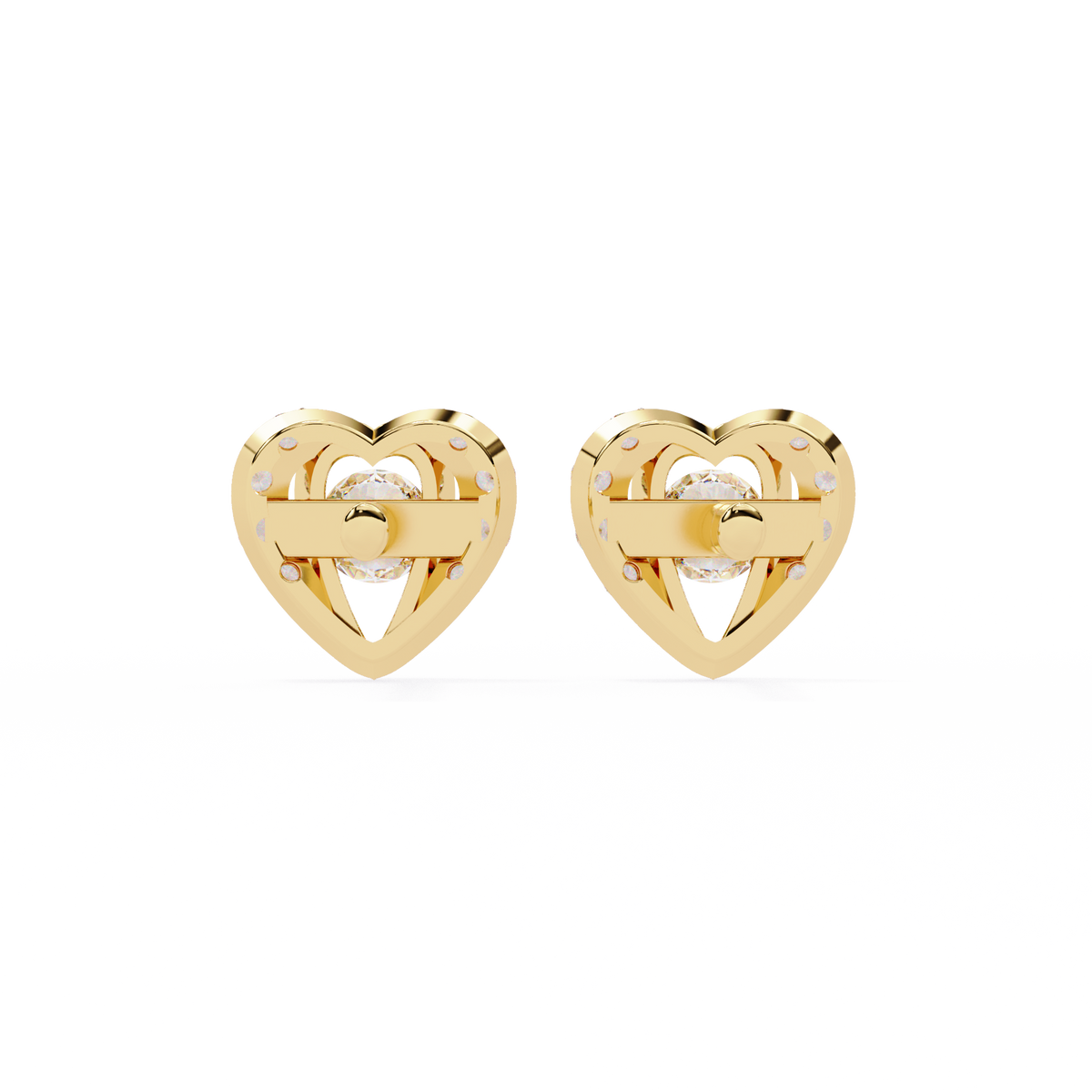 Reverra 14K Gold Round Lab Grown Diamond Heart Halo Stud Earrings For Women, CTTW-0.74