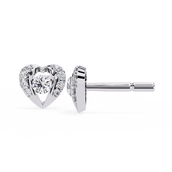 Reverra 14K Gold Round Lab Grown Diamond Heart Halo Stud Earrings For Women, CTTW-0.74
