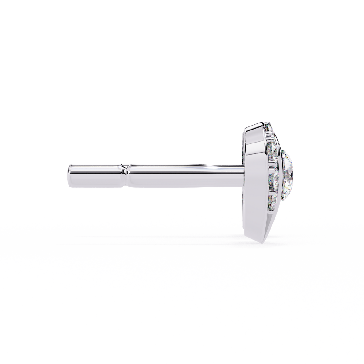 Reverra 14K Gold Round Lab Grown Diamond Heart Halo Stud Earrings For Women, CTTW-0.74